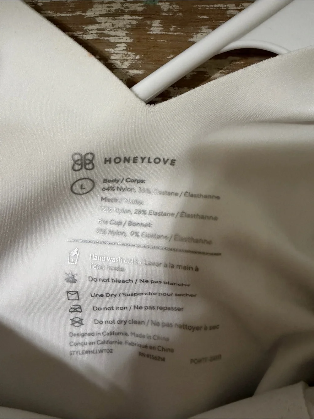 HoneyLove liftwear tank V-Neck Shaping white Camisole large NWOT